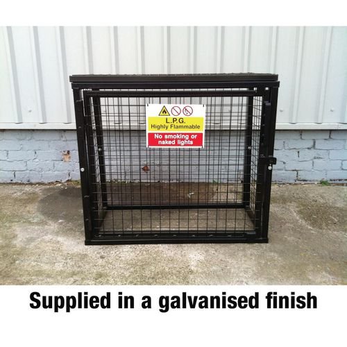 Gas Cylinder Cage With Mesh Base -  H900 X W1000 X D500mm  - Galvanised Steel