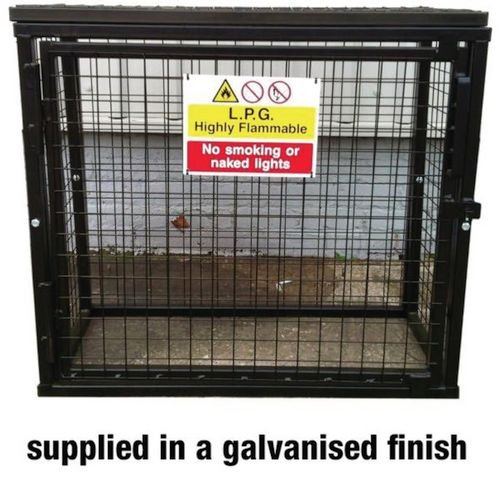 Gas Cylinder Cage With Mesh Base -  H900 X W1000 X D600mm - Galvanised Steel