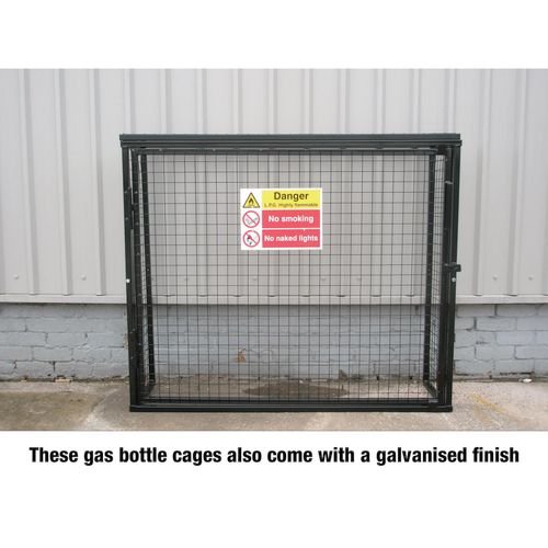 Gas Cylinder Cage With Mesh Base -  H1400 X W1650 X D500mm - Galvanised Steel