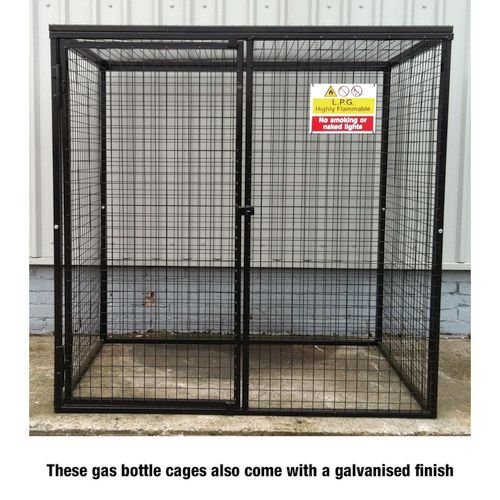 Gas Cylinder Cage With Mesh Base -  H1800 X W1800 X D1200mm - Galvanised Steel