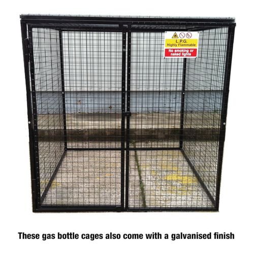 Gas Cylinder Cage With Mesh Base - H1800 X W1800 X D1800mm - Galvanised Steel