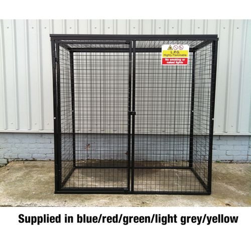 Gas Cylinder Cage With One Full Shelf - H1800 X W1800 X D900mm - Powder Coated - Black