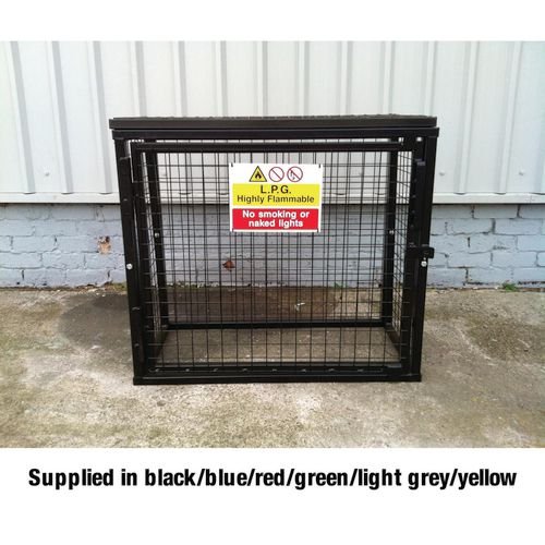 Gas Cylinder Cage With One Full Shelf - H900 X W1000 X D500mm - Powder Coated - Blue