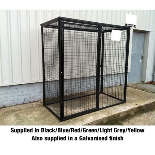 Defender Cage With Mesh Base & One Full  Shelf - H1800 X W1800 X D900mm - Powder Coated Green