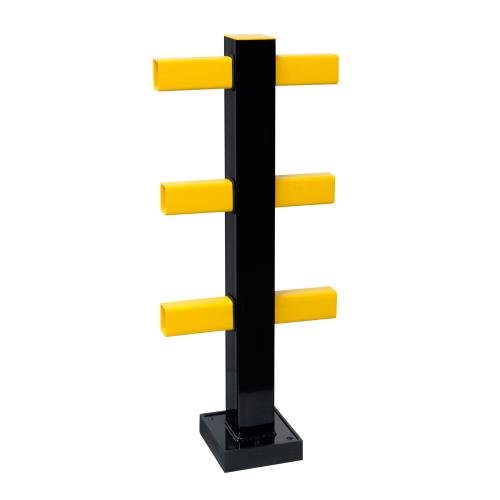 Black Bull Flex Impact Protection System Hybrid  - Centre Post Steel 1,000mmh - Indoor Use - Powder Coated - Black