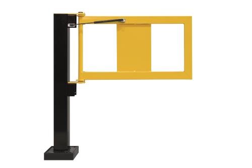 Black Bull Flex Impact Protection System Hybrid - Gate  - Steel Self Closing Operation - Powder Coated Yellow With Post Powder Coated Black