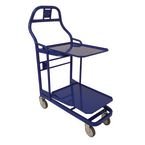 Nestable Order Picking Trolley,2 Tier, Swivel Tpr Tyred Castors, Blue