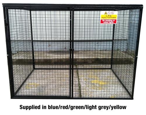 Gas Cylinder Cage With Double Doors H1800 X W2400 X D1800 - Powder Coated Yellow