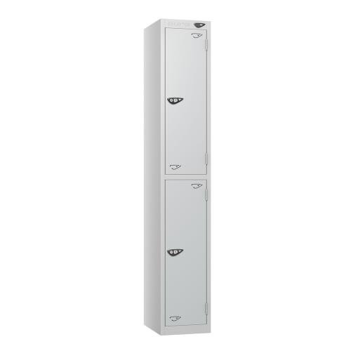 2 Tier - Steel Locker Flat Top - Pearl Silver  Body/Pearl Silver Door - Cam Lock - H1800 X W300 X D450