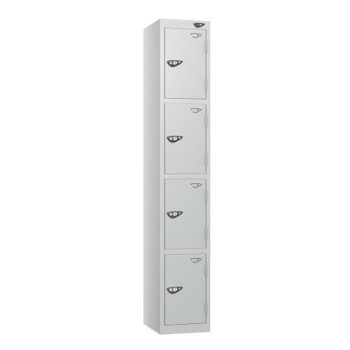 4 Tier - Steel Locker Flat Top - Pearl Silver  Body/Pearl Silver Door - Cam Lock - H1800 X W300 X D450