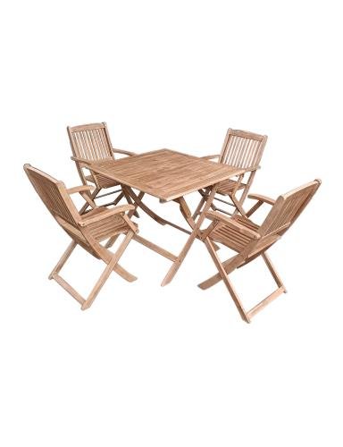 London 4 Seat Dining Set Four Folding Armchairs