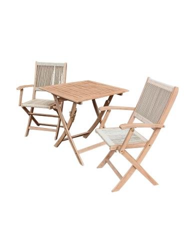 London Bistro Set Two Folding Armchairs - Rope Material