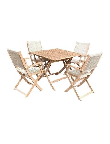London 4 Seater Dining Set  Four Folding Armchairs - Rope Material