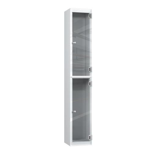 2 Tier Full Clear Door Locker,  1800 X 300 X 450 Silver Body, Cam Locks