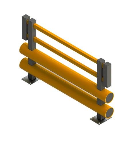Pedestrian Bumper Barrier - Double  Bumper - 3400mm Width - Safety Yellow
