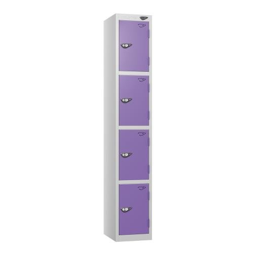 4 Tier - Steel Locker Flat Top - Pearl  Silver Body/Voilet Door - Cam Lock - H1800 X W300 X D300