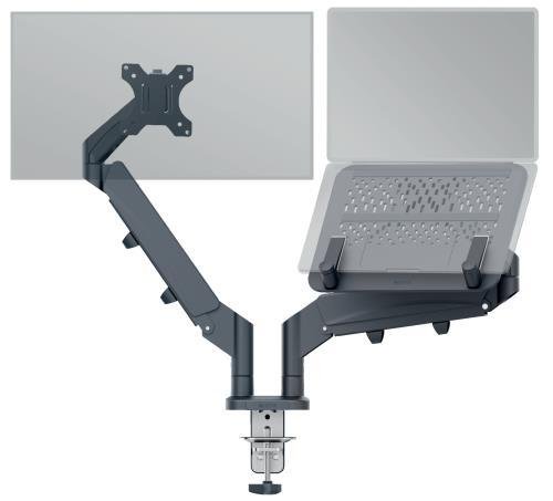 Leitz ergo space saving dual monitor & laptop arm