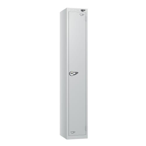 1 Tier - Steel Locker Flat Top - Pearl Silver  Body/Pearl Silver Door - Combi Lock - H1800 X W300 X D450