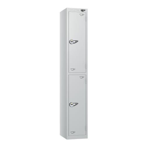 2 Tier - Steel Locker Flat Top - Pearl Silver  Body/Pearl Silver Door - Combi Lock - H1800 X W300 X D450
