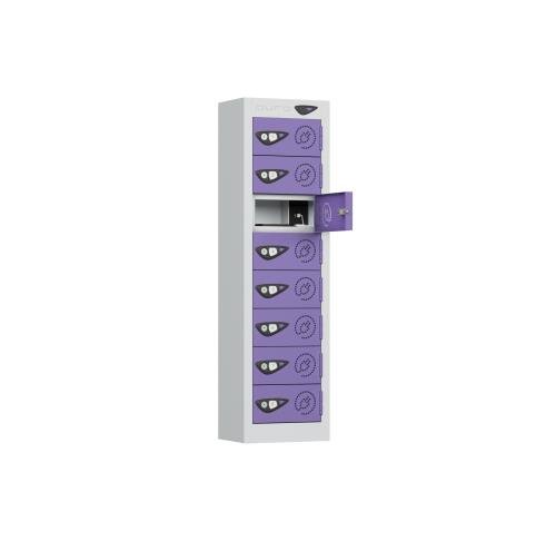 1005 X 250 X 180, 8 Tier Phone Charging  Mini Locker Cam Locks 3 Pin   Silver/Violet