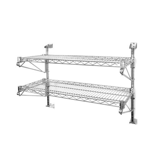 Eclipse Chrome Wall Shelving  - 2 Tier - 610mmh (Posts) X 760W X 355D mm