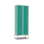 Double Column Static Storageunit - White with 38 Single Aqua Trays