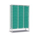 Triple Column Static Storageunit - White with 45 Single Aqua Trays