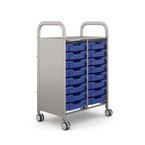 Callero Plus Double Trolley Insilver with 16 Shallow Trays - Royal Blue