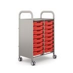 Callero Plus Double Trolley Insilver with 16 Shallow Trays - Flame Red