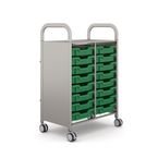 Callero Plus Double Trolley Insilver with 16 Shallow Trays - Grass Green