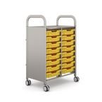 Callero Plus Double Trolley Insilver with 16 Shallow Trays - Sunshine Yellow