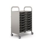 Callero Plus Double Trolley Insilver with 16 Shallow Trays - Charcoal Grey