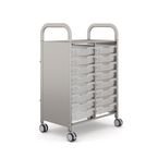 Callero Plus Double Trolley Insilver with 16 Shallow Trays - Translucent