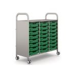 Callero Plus Treble Trolley Insilver with 24 Shallow Trays - Grass Green