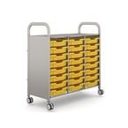 Callero Plus Treble Trolley Insilver with 24 Shallow Trays - Sunshine Yellow