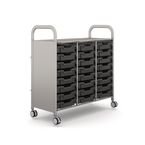 Callero Plus Treble Trolley Insilver with 24 Shallow Trays - Charcoal Grey