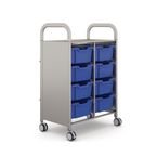 Callero Plus Double Trolleyin Silver with 8 Deep Trays - Royal Blue