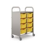 Callero Plus Double Trolley Insilver with 8 Deep Trays - Sunshine Yellow