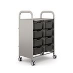 Callero Plus Double Trolley Insilver with 8 Deep Trays - Charcoal Grey