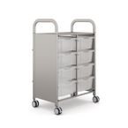 Callero Plus Double Trolleyin Silver with 8 Deep Trays - Translucent