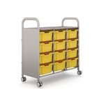Callero Plus Treble Trolley Insilver with 12 Deep Trays - Sunshine Yellow