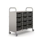 Callero Plus Treble Trolley Insilver with 12 Deep Trays - Charcoal Grey
