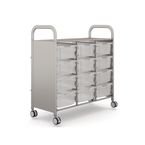 Callero Plus Treble Trolleyin Silver with 12 Deep Trays - Translucent