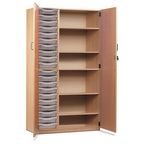 Storage Cupboard, Beech Effectwith 20 Single Sized Trays in Translucent