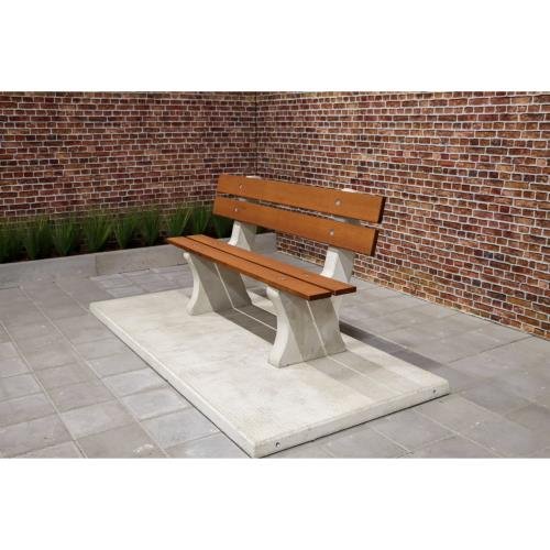 Park Bench With Bottom Plate - Natural Concrete