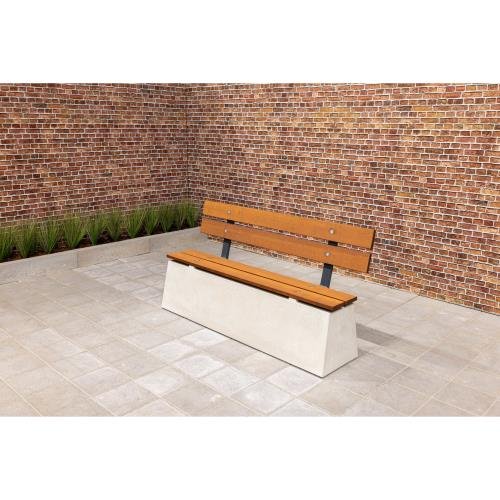 Bench Deluxe With Backrest - Natural Concrete