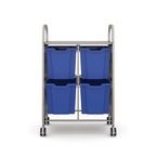 Callero Plus Double Trolleyin Silver with 4 Jumbo Trays - Royal Blue