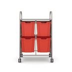 Callero Plus Double Trolleyin Silver with 4 Jumbo Trays - Flame Red