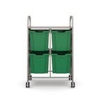 Callero Plus Double Trolleyin Silver with 4 Jumbo Trays - Grass Green