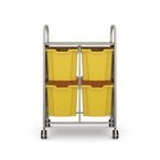 Callero Plus Double Trolley Insilver with 4 Jumbo Trays - Sunshine Yellow
